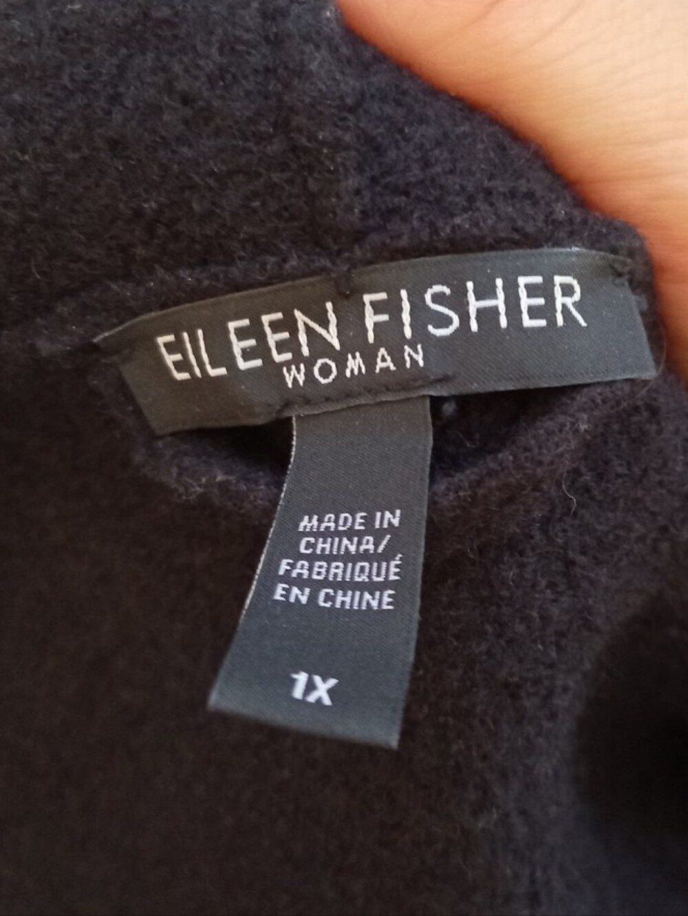 Eileen Fisher black boiled wool elegant long lightweight coat - Picture 6 of 7